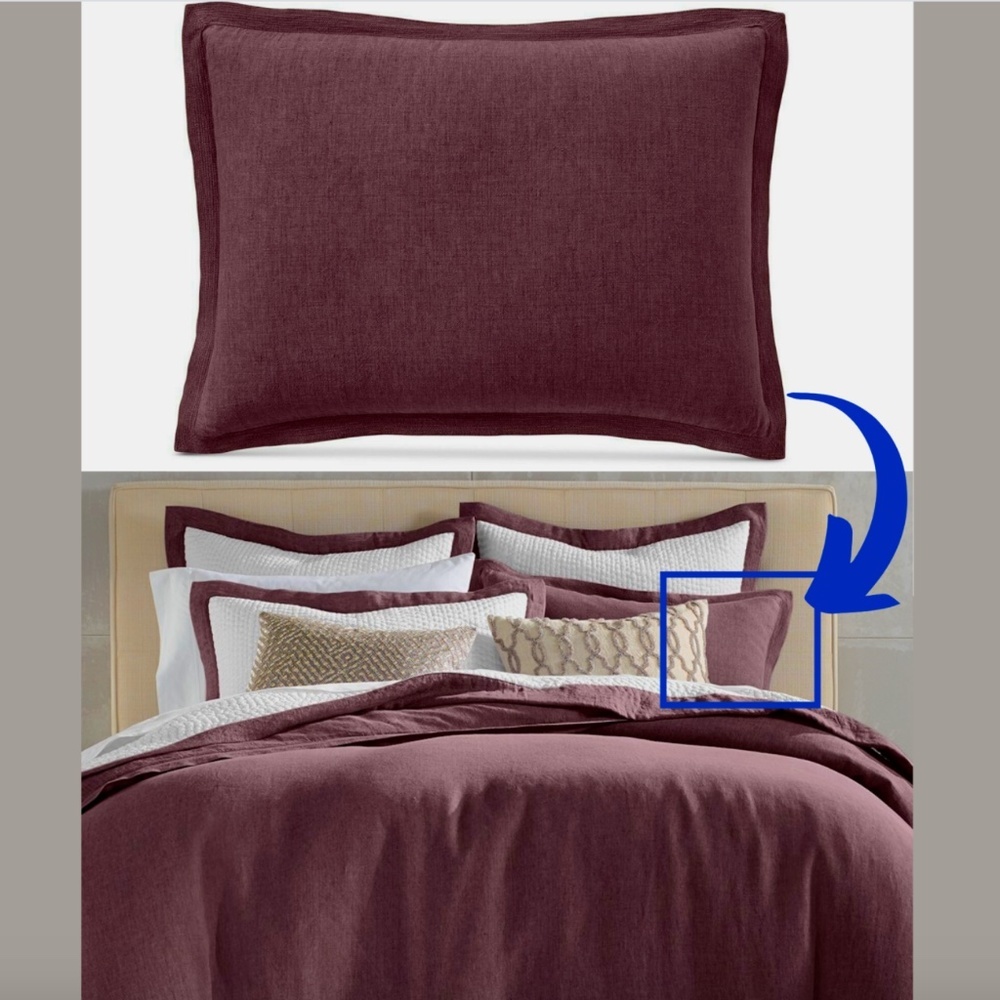 NIB $120 Hotel Collection 100% Linen (1) Standard‎ Sham Pillow Case #244